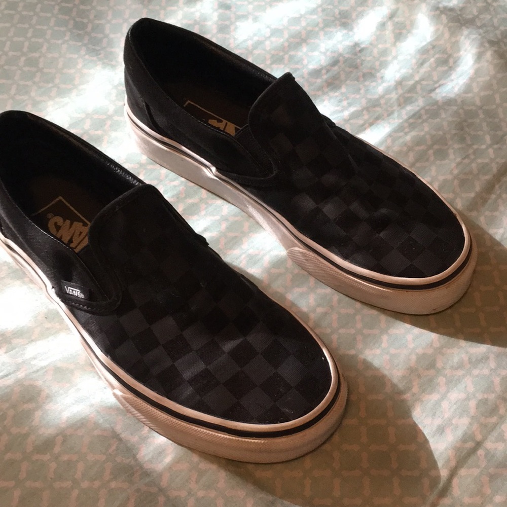 all black checkered vans. size 6.5 WMS